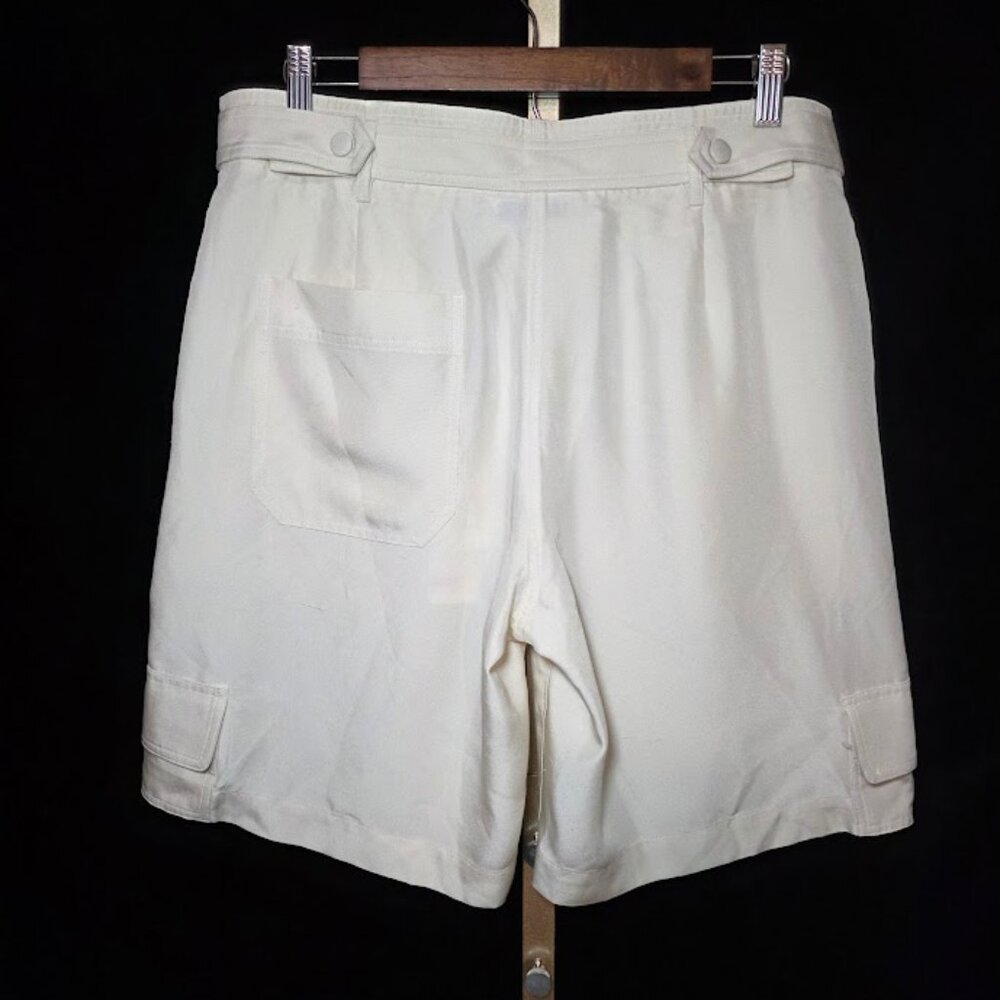 NWT Helmut Lang Duppioni Cargo Silk Bermuda Short in Ivory 6 - Picture 8 of 16